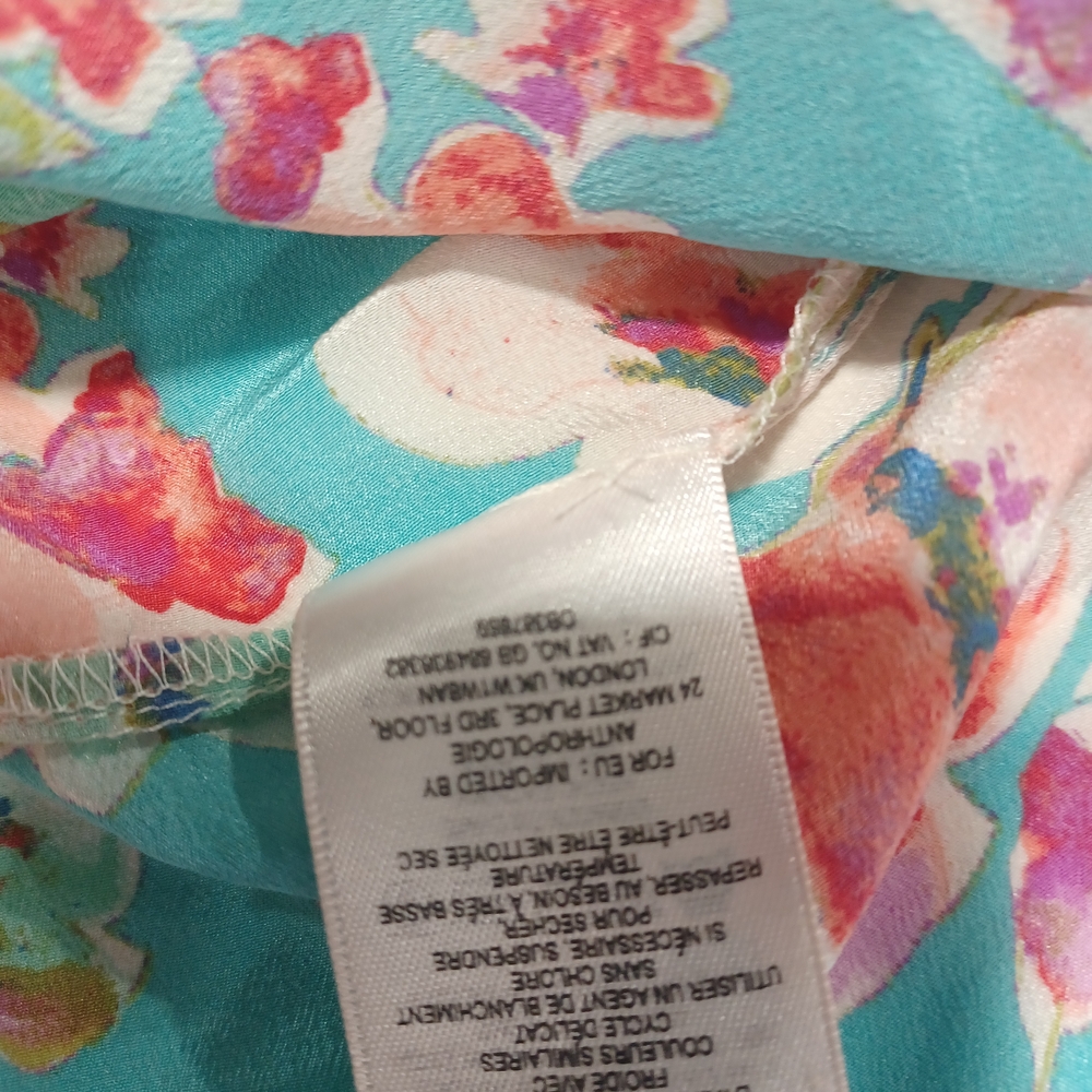 Maeve Anthropology Cream and Turquoise Floral Fresh Blouse - Picture 5 of 5